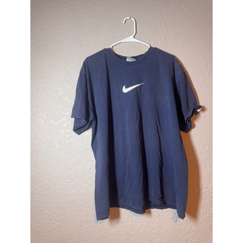 Nike Swoosh Logo T Shirt Navy Blue Mens Size XL
